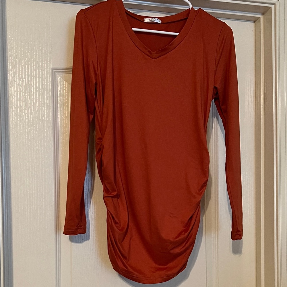 Rust Long Sleeve maternity top